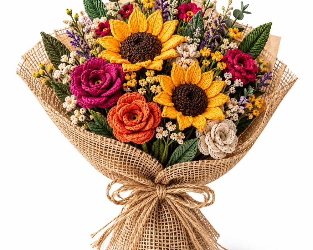 Handmade jute flower bouquet